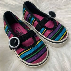 VANS Finlee Glitter Stripe Mary Jane Shoe, sz 4